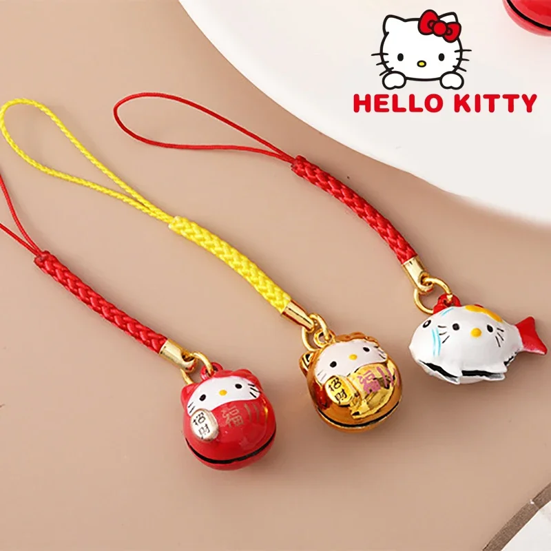 Sanrio Hello Kitty Bells wisiorek breloczek kreskówka Anime charmsy do telefonu dziewczynka do torby samochodu wisiorki akcesoria do wystroju wnętrz