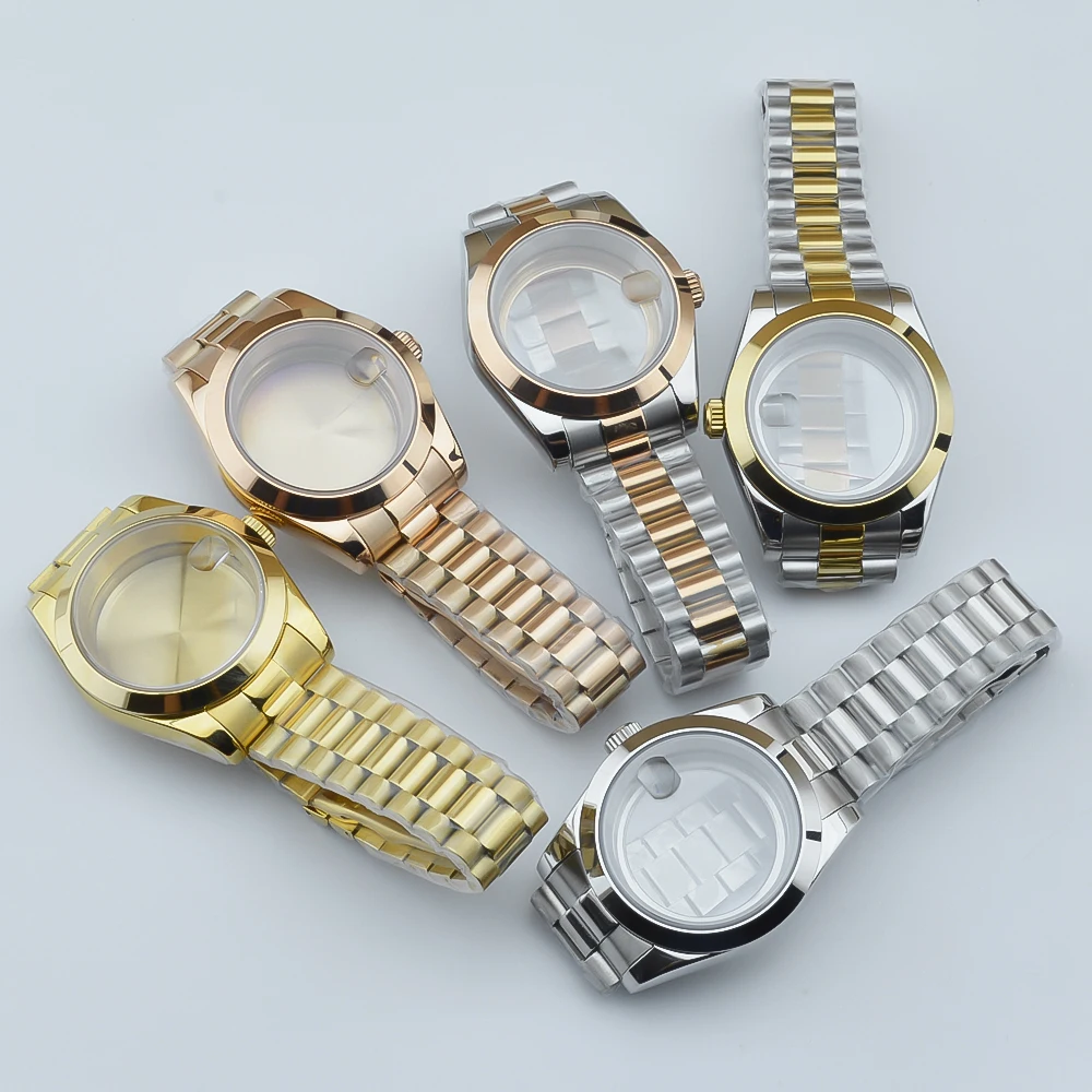 Neiton 36mm 39mm مناسبة لـ NH34، NH35، NH36، NH70 ETA2824 Edge Case مع سوار رئاسي كريستال زجاج الياقوت