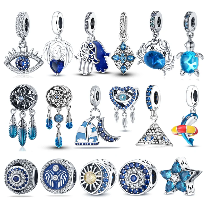 Blue Series Flying Birds And Globe Bead Dream Catcher Charm Fit For Original Pandora 925 Silver Bracelets Women Jewelry Making