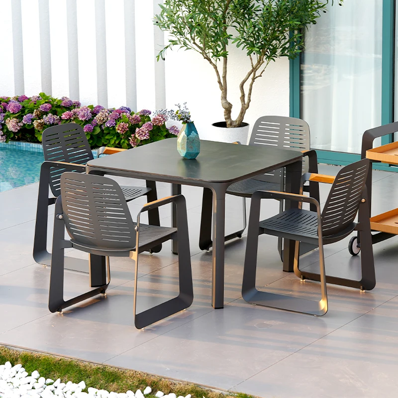 

Garden Furniture Outdoor Table and Chairs Aluminum Set Luxury Outdoor Furniture Garden Table Chair Set
