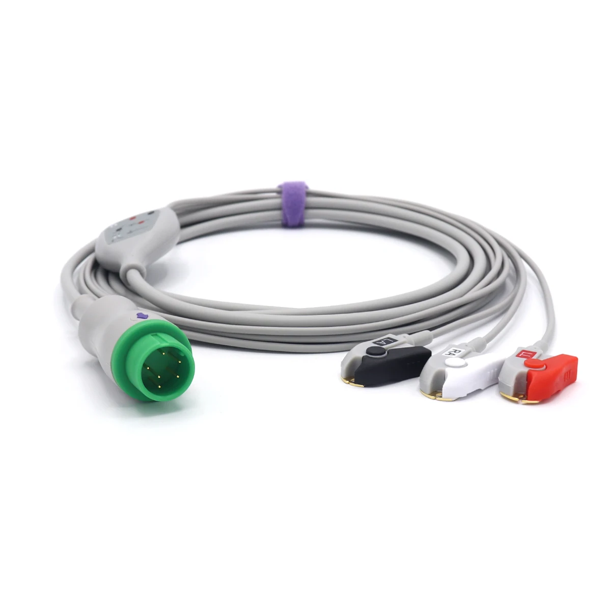 6-Pin ECG Cable – 3 Lead (AHA), Compatible, Pinch/Grabber Connector