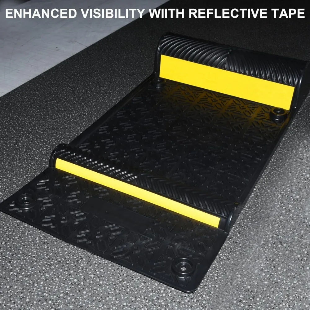 Heavy Duty 8 Pack Parking Guide Mats with Reflective Stripes for Vehicle Safety in Garages and Outdoor Spaces