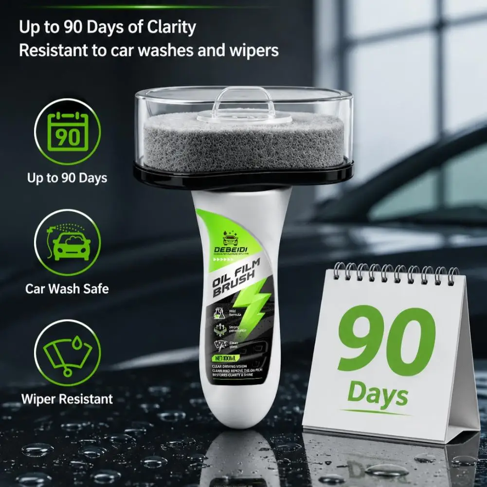 Automotive Oil Film Cleaning Brush, Car Glass Oil Film Cleaner, Window oil film Cleaner brushglass cleaning wiper, Anti-Rain Fog