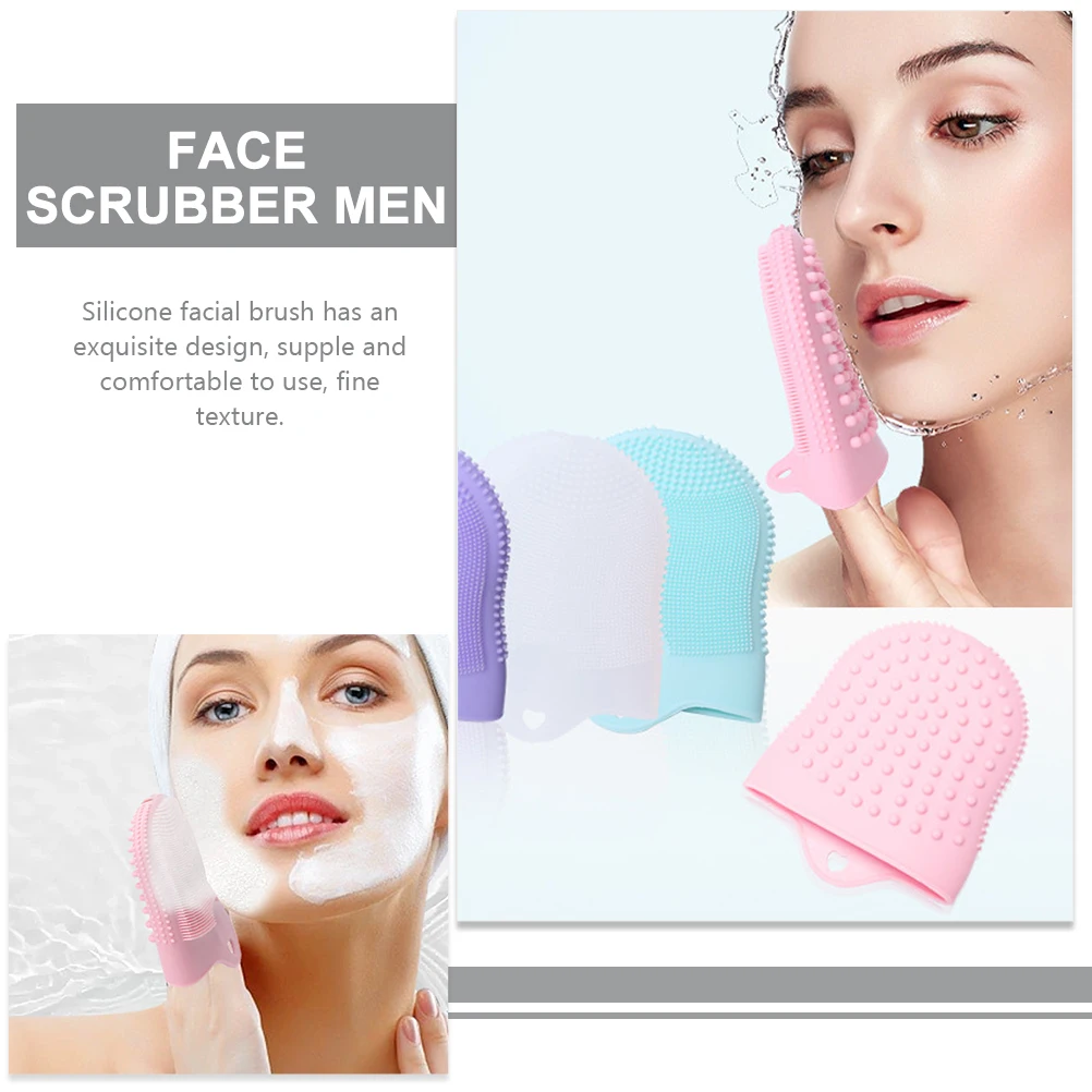 

2 Pcs Silicone Facial Cleansing Brush for Face Scrubber Exfoliator Pink Soft Wet Dry Skin Care Tool