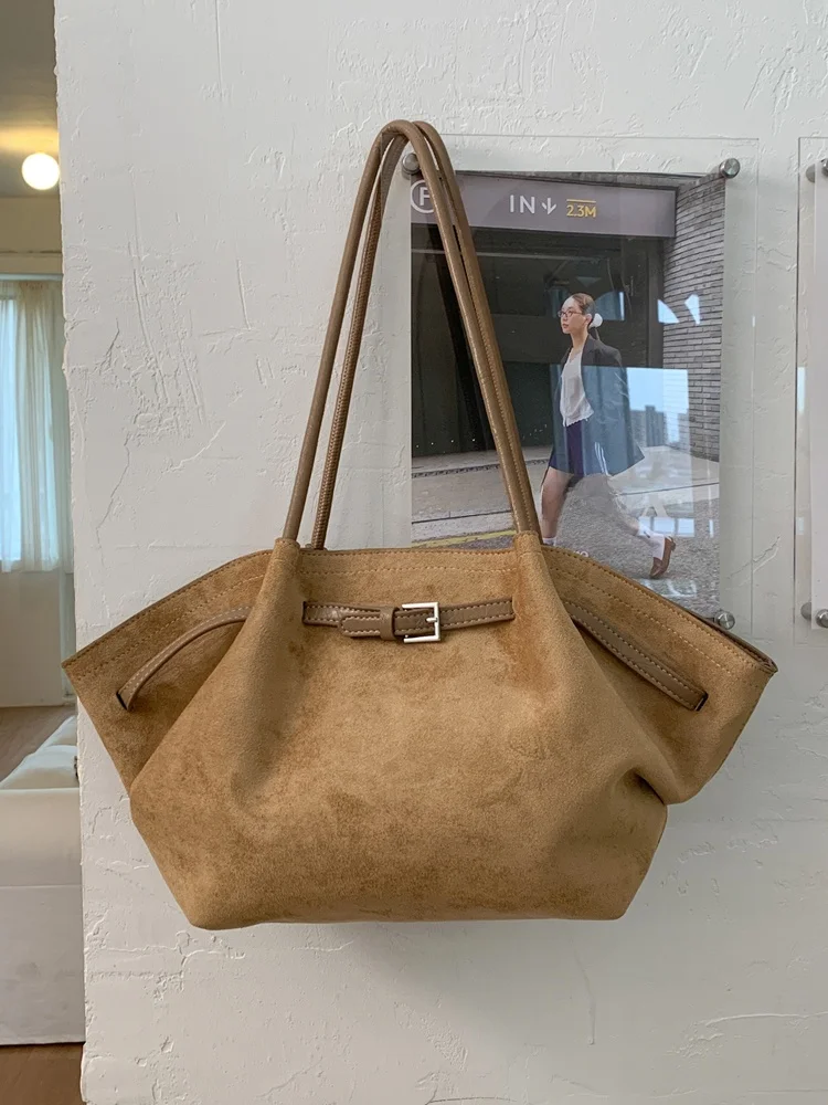 

Женская сумка-тоут Ele Suede Commuter Tote Bag, большая вместительная сумка на одно плечо, повседневная, простая, с застежкой-молнией