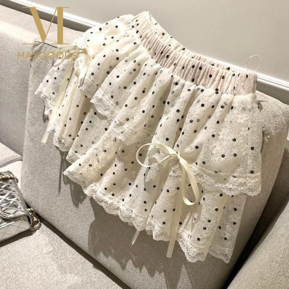 

Fashion Sweet Polka Dot Skirt Casual Slimming Lace Skirt Elegant Short Skirt Girls
