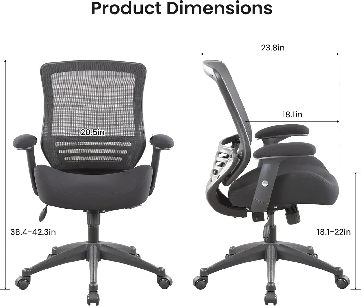 BOLISS-silla de oficina ergonómica con brazos ajustables supersuaves, asiento de espuma moldeada y soporte Lumbar, 400lbs