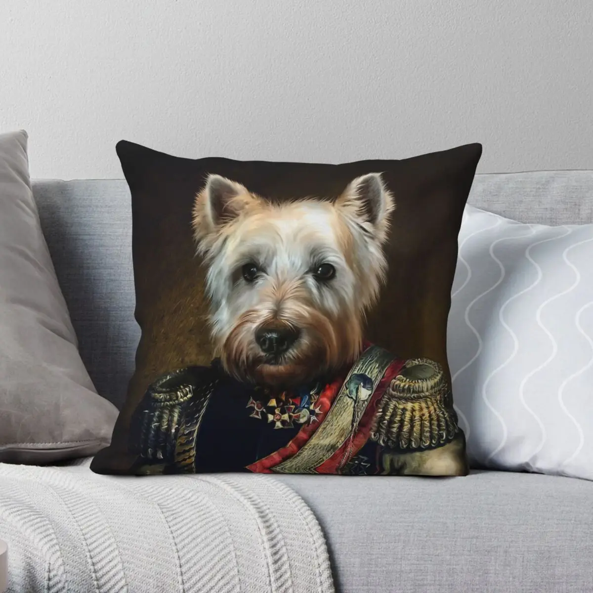 

West Highland Dog Portrait Pillowcase Polyester Linen Velvet Creative Zip Decor Throw Pillow Case Sofa Seater Cushion Cover 18"