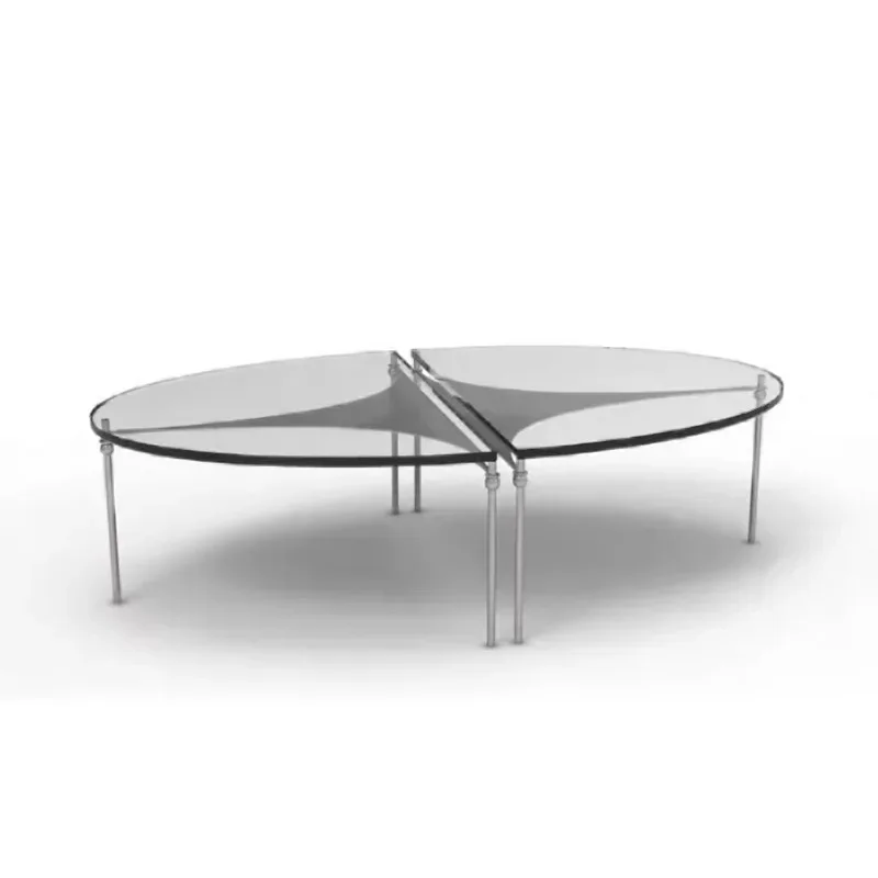 Medieval Bauhaus Korean living room stainless steel glass combination coffee table set