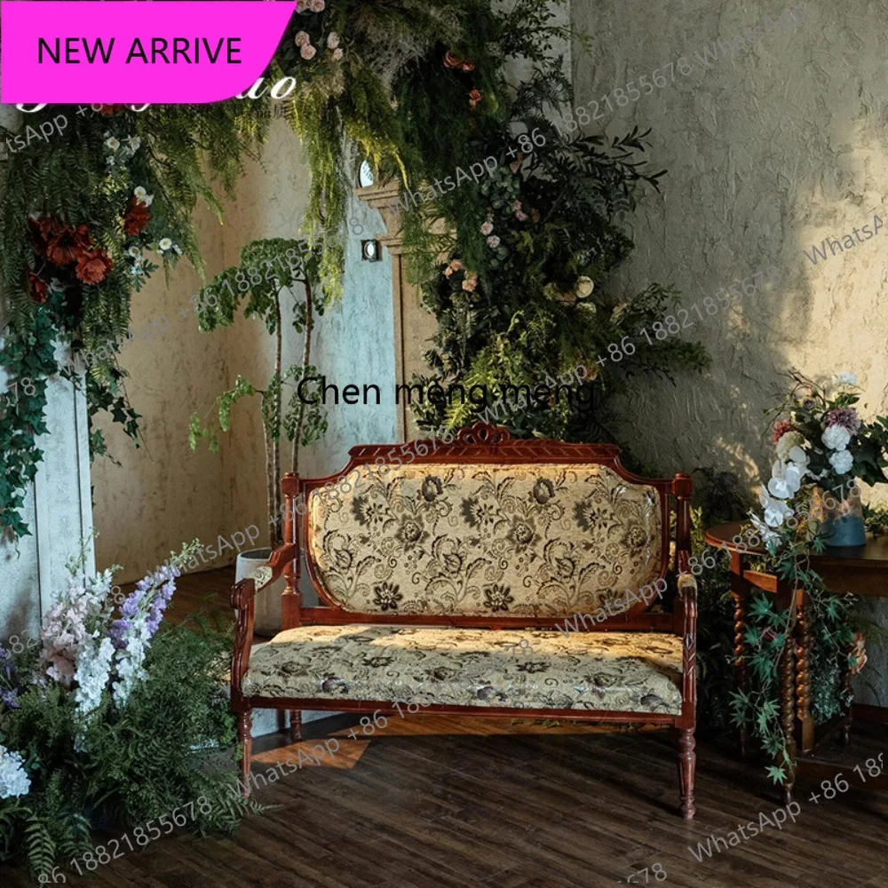 

CC French retro solid wood soft bag sofa chair old backrest leisure sofa American designer