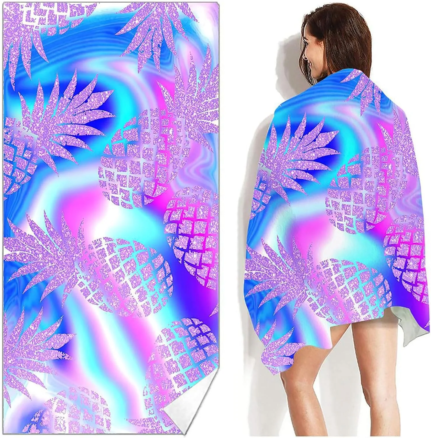 Pineapple arts Beach Towel for Family stuffs friends Gifts Quick-Dry Sand free For Bath Yoga Tourism Beach GYM Camping Swimming