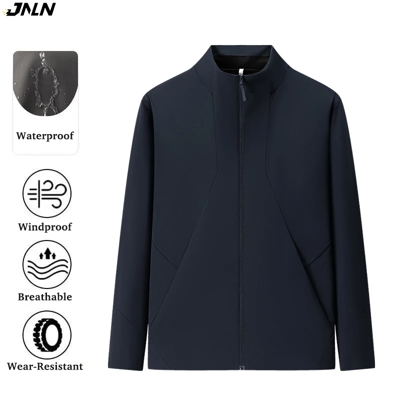 

JNLN Men's Women's Waterproof Jacket Warm Fleece Windbreaker Hiking Camping Climbing Stand-Up Collar Coat For Spring Autumn