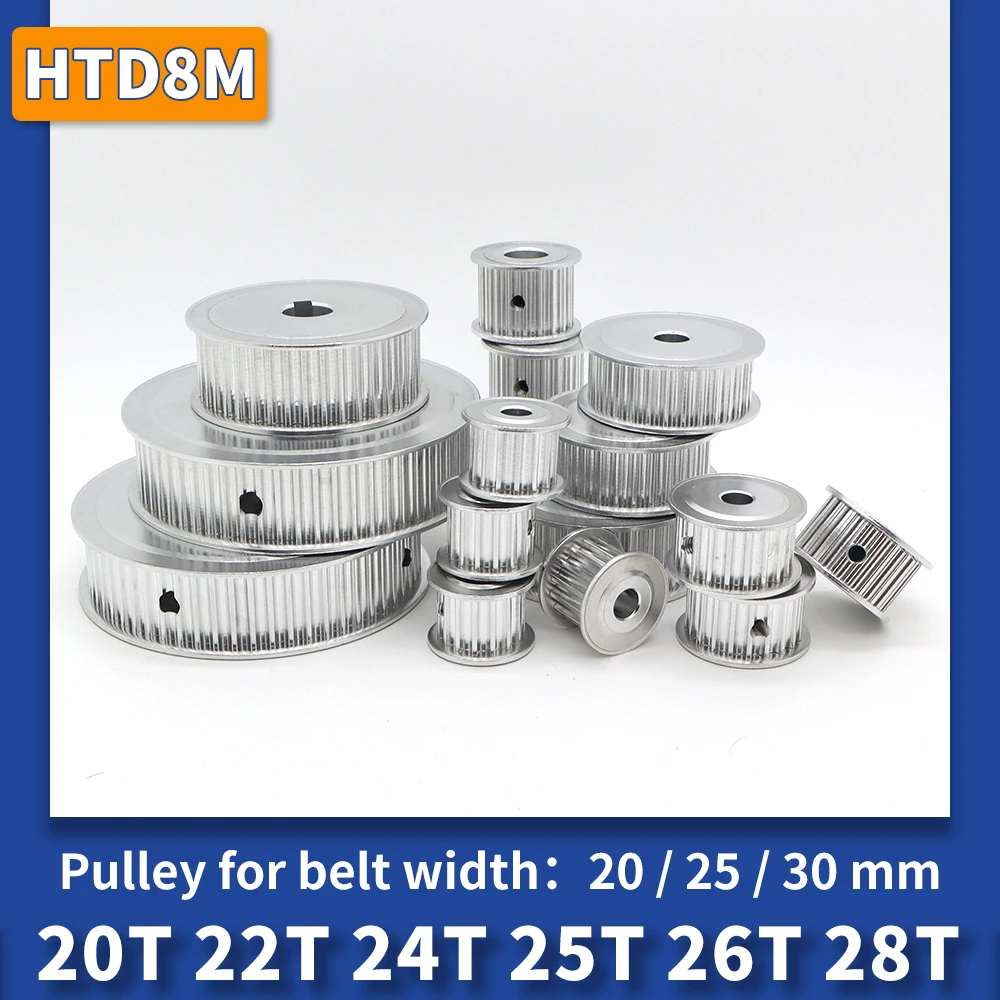 HTD 8M Pulley Keyway 20T 22T 24T 25T 26T 28T Pulley Wheel 20mm 25mm 30mm HTD8M Synchronus Pulley Keyway HTD 8M Synchronous Wheel