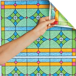 Stained Decorative Privacy Glass Film,Heat Transfer Printing Vinyl Window Film,Frosted Window Sticker for Kitchen Door Home