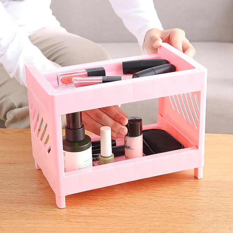 

3 Tier Hollow Out Plastic Shelf Desktop Storage Rack Countertop Cosmetic Holder Spice Storage Tray Organizer Foldable
