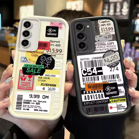 Stamp Label Soft Case For Samsung Galaxy S25 S24 Ultra S23 S22 S21 Plus S20 FE A56 A55 A54 A53 A52 A52S A51 A34 A32 4G 5G Cover