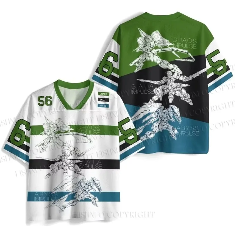 Mobile Suit Gundam Baseball Jersey for Kids Cartoon Short Sleeve T-shirt Casual Sports Tops Summer V-neck Tee Children Clothing view 3