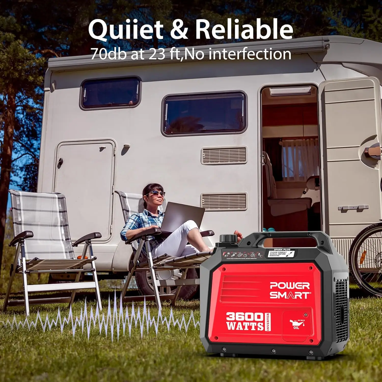 3600-Watt Portable Inverter Generator Gas Powered, Generators for Home Use, Super Quiet, RV Ready, HB5035