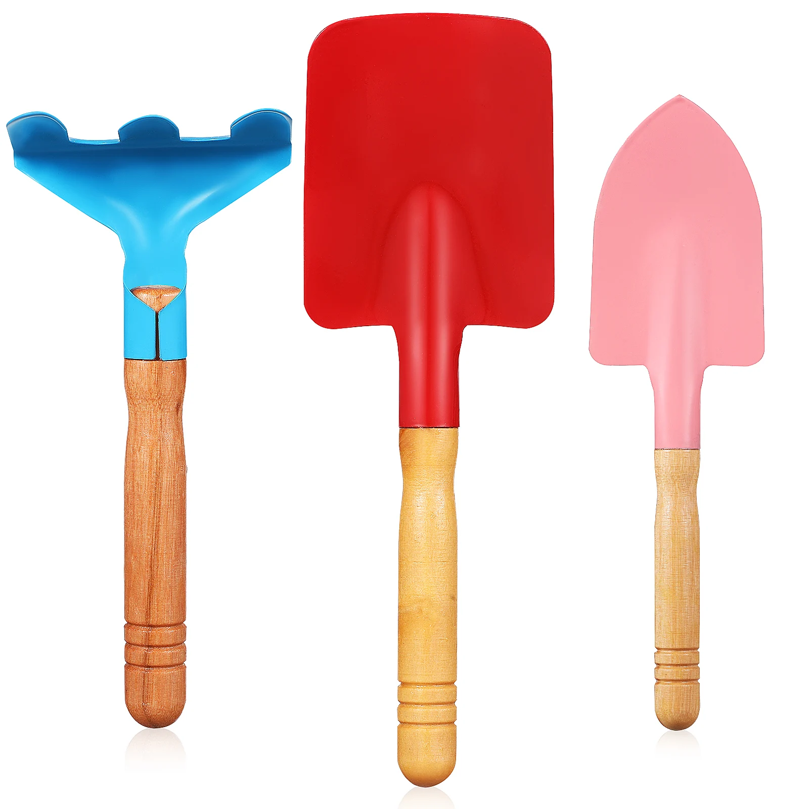 

3pcs Garden Tools Kit Mini Gardening Set Shovel Trowel Rake Stainless Steel Wooden H Bright Color Planting Digging