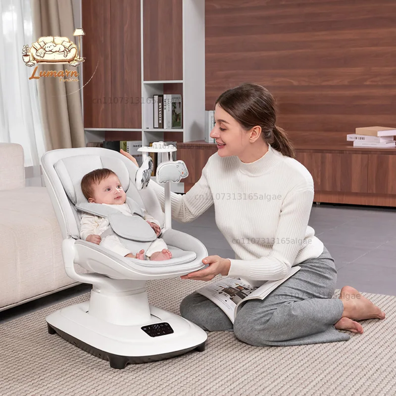 Baby Rocking Chair Portable Electric 360° Seat Rotation Newborn Electric Cradle Adjustable Backrest Baby Rest Chair