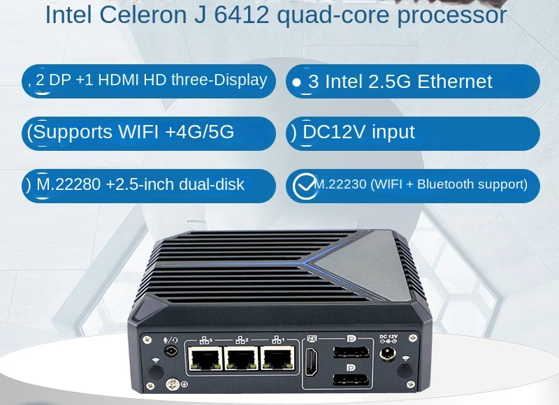 Mini Computer Small Host without Fan Embedded Industrial Control Machine 3 2.5 Network Ports