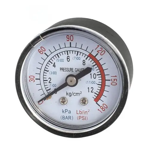 0-180 PSI（0-12 Bar） Pressure Gauges 1/4 BSP Thread Compressor Air Pressure Gauges Double Scale Display