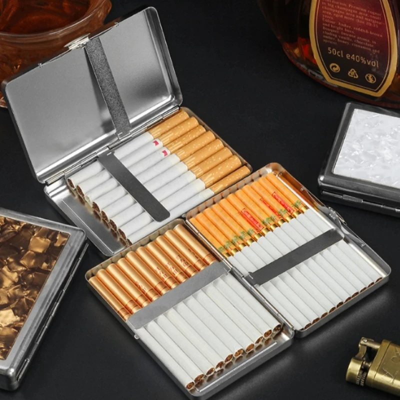 Metal Extended Thick Medium And Fine Three-Way Cigarette Box Portable Pressure Resistant Moisture-Proof Cigarette Storage Box