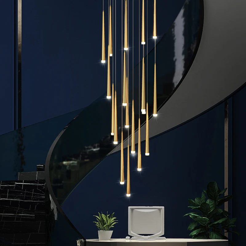 

Modern Led Chandelier Golden Designer Lighting Luxury Lamp Villa Dining Room Living Room Indoor Lighting Stairs Chandelier