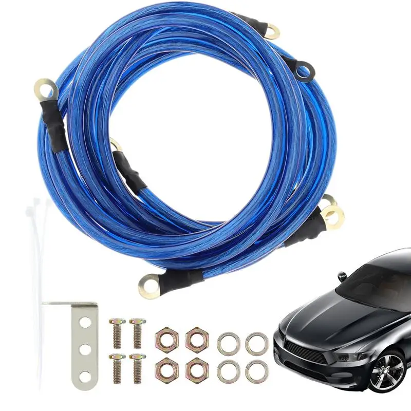 Universals 5 Point Car Earth Ground Cables Grounding Wire System Kit High Performance Improve Power