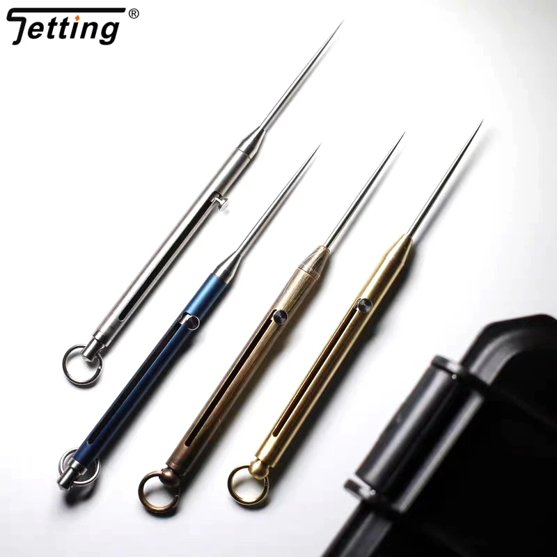 Portable EDC Retractable Toothpick High Strength Titanium Alloy Spring Push-pull Fruit Pick Gift Keychain