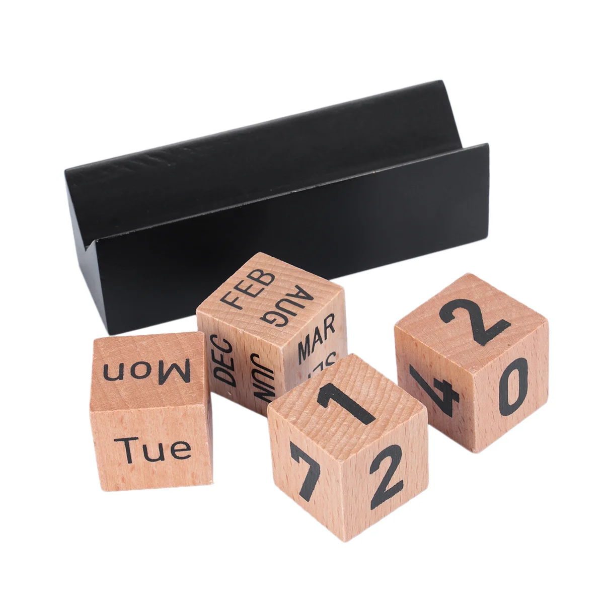 

Natural Wood Vintage Perpetual Cube Calendar Desktop Ornament with Number Week Month Blocks Creative Desk Decoration