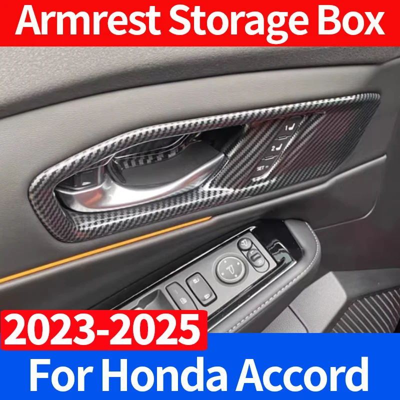 

For 11th Generation Honda Accord 2023 2024 Carbon Fiber Style Inner Door Handle Cover Catch Bowl Trim Insert Bezel Frame Garnish