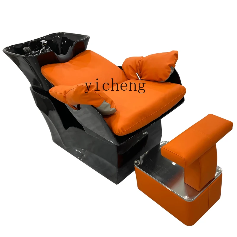 YY Lying Half Hairdressing Affordable Luxury Style High-End Internet Celebrity FRP Ceramic Basin Shampoo Chair