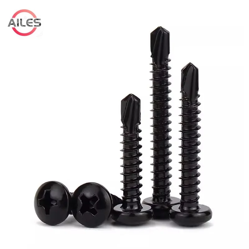 

Black 410 Stainless Steel Philips Pan Head Self Drilling Screws M3.5 M3.8 M4.2 M4.8 M5.5 Round Head Phillips Self Tapping Screws