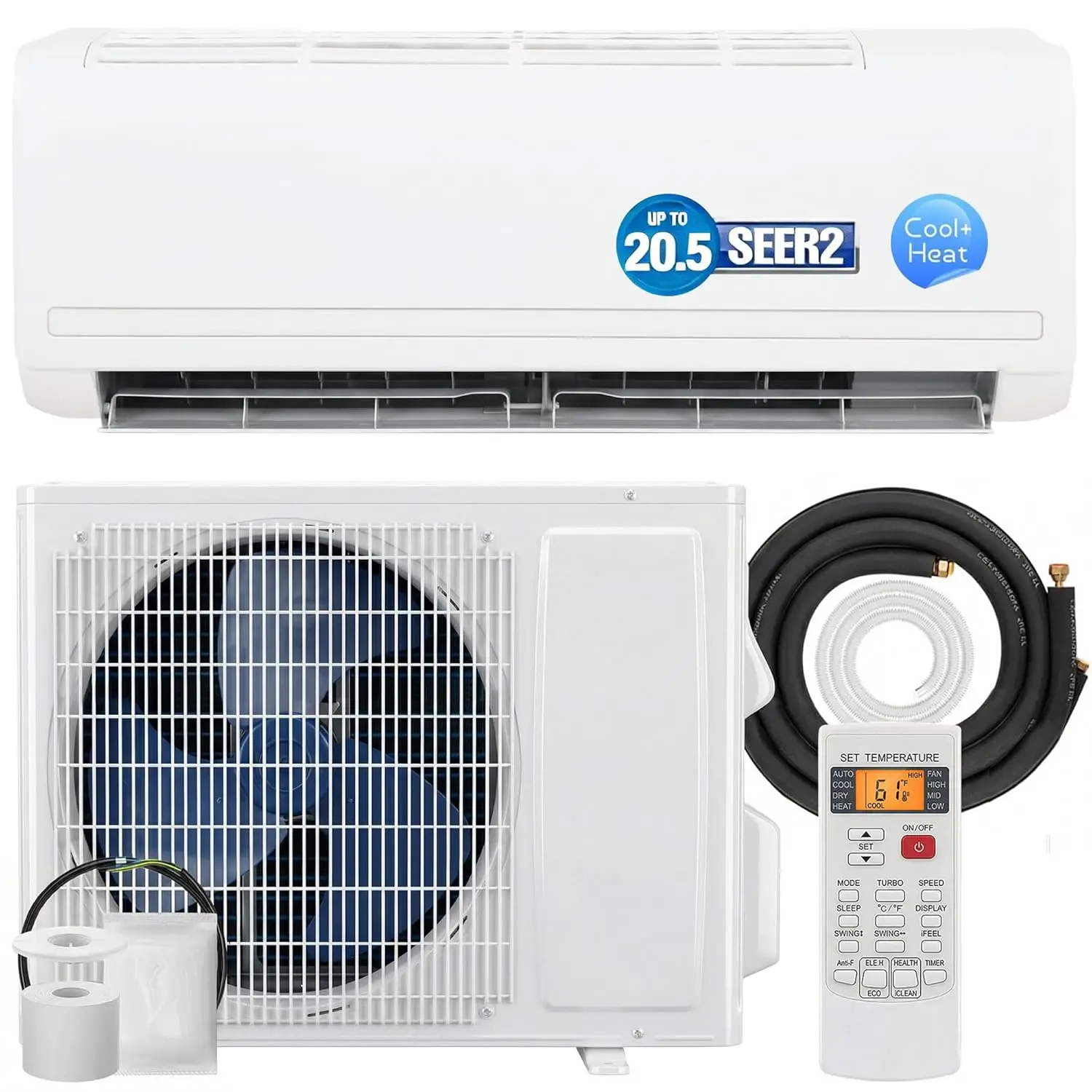 

9100 BTU Mini Split Air Conditioner and Heat Pump, 20.5 SEER2 115V Energy Efficient Ductless Inverter AC Unit Cools, Customized
