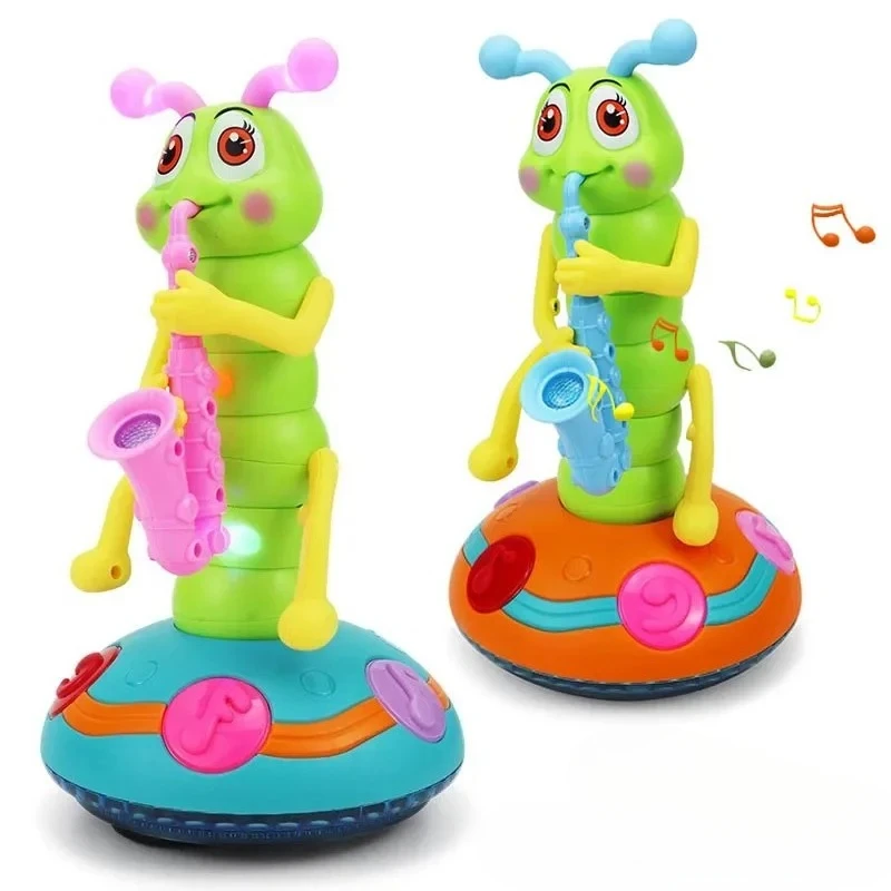 

Детская электрическая игрушка-саксофон в виде гусеницы со светодиодами, музыкальная, танцующая, светящаяся, развивающая игрушка для раннего развития, подарок для мальчиков и девочек