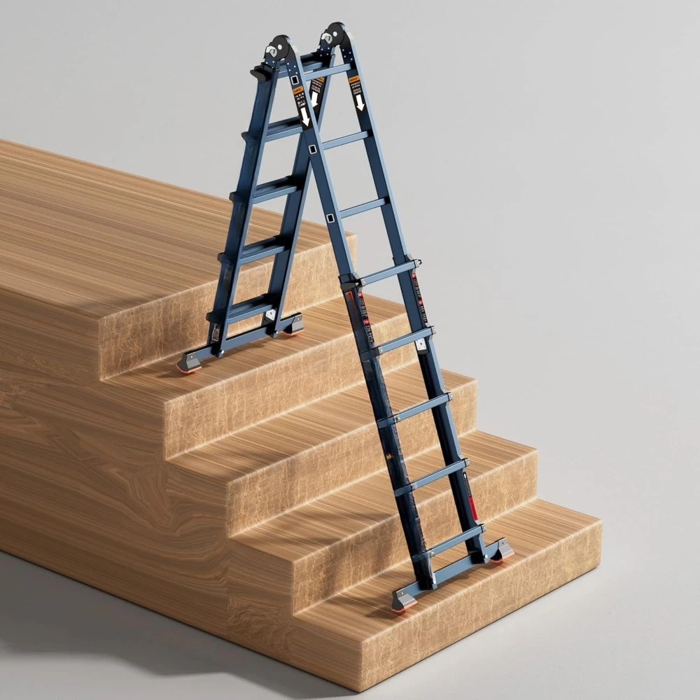 A Frame 5 Step Ladder Extension, 17 Ft  Ladder, Storage Folding Ladder, 330 lbs Security Load Telescoping Aluminum Ladders