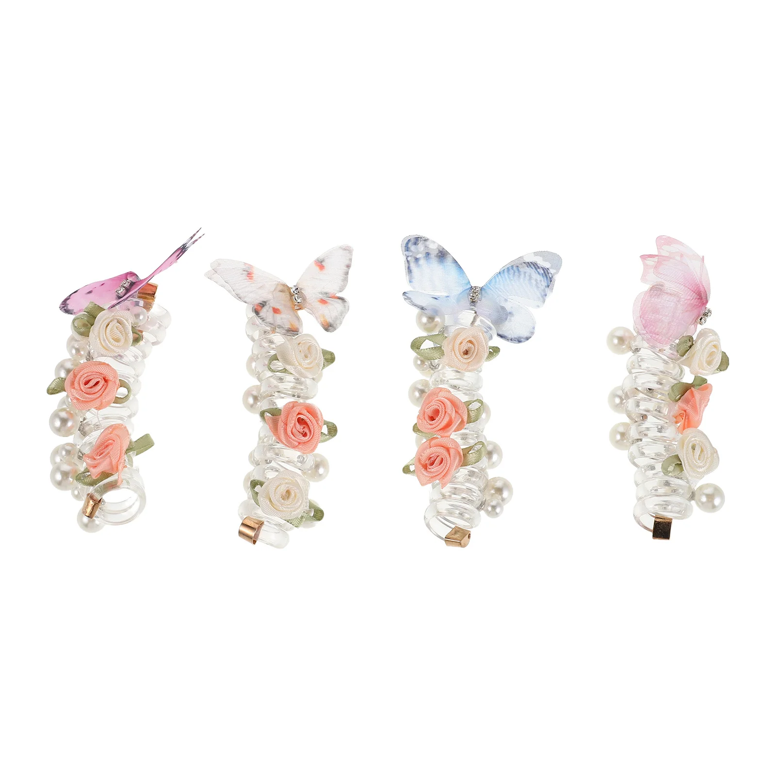 

6pcs Hair Accessories For Women Multi Color Pearl Flower Spiral Coil Hair Ties Soft Elastic Telephone Wire Ponytail Holders -