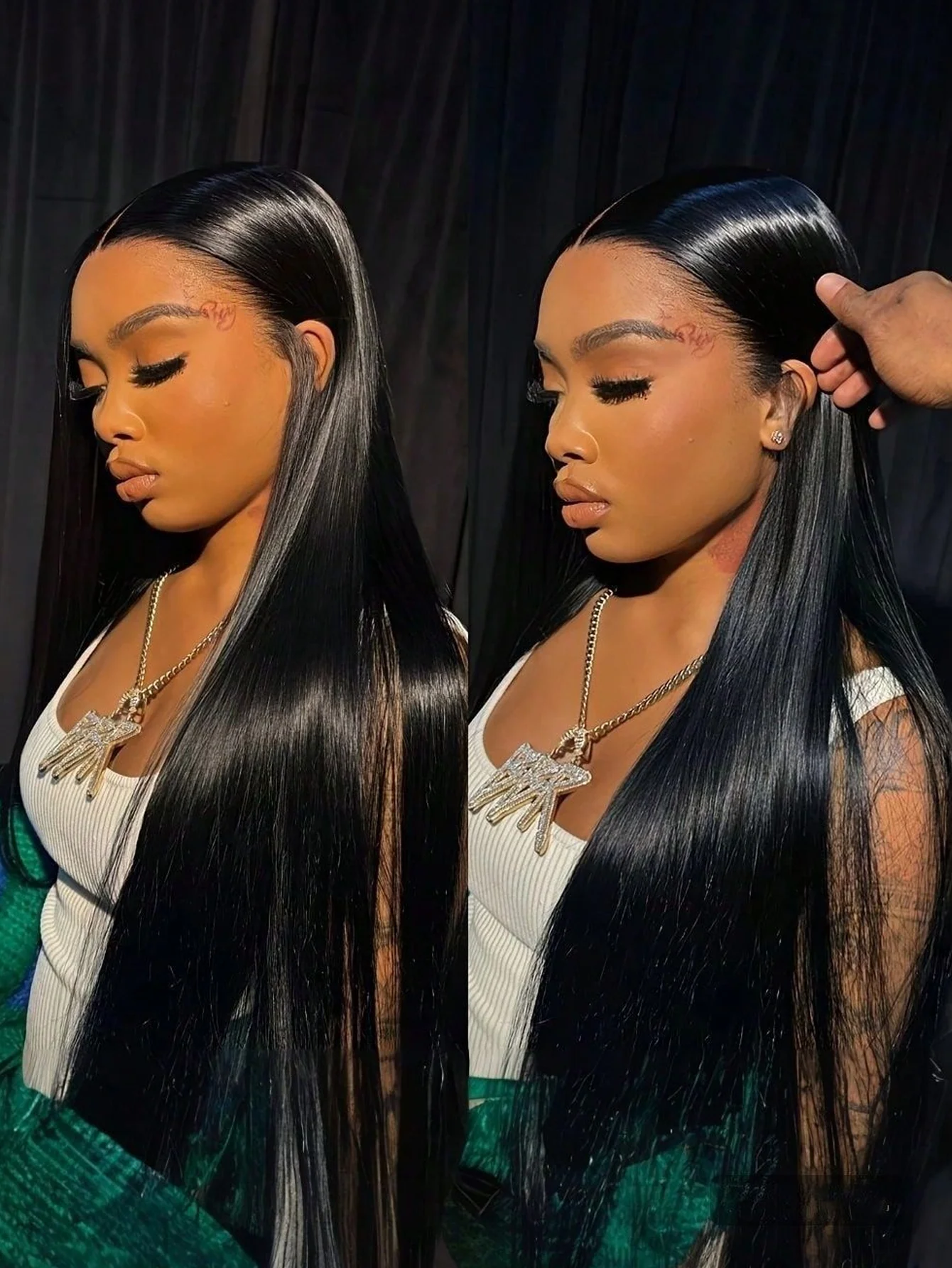 40インチ レースフロント人毛ウィッグ - ストレートHDレース 200密度 生え際処理済み ブリーチノット グルーレス 13x4 フロントウィッグ 女性用