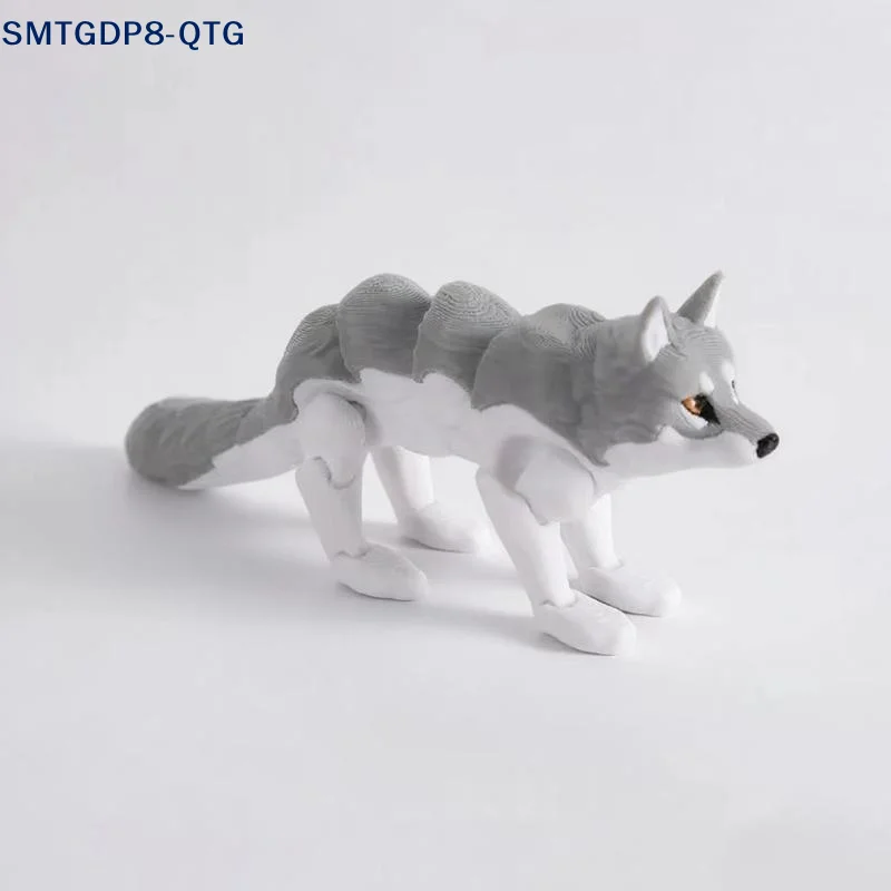 *3D Printed Articulated Husky Figurine With Flexible Joints And Realistic Look Perfect For Home Decor And Gifts For Wolf Lovers