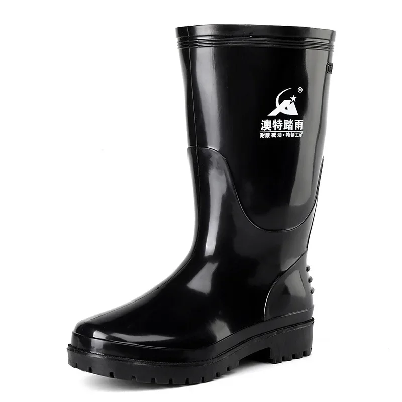 Rainshoes Men\'s Mid-Calf PVC Black Rain Boots Men Fishing Water Shoes Rubber Gumboots Botas De Agua Hombre