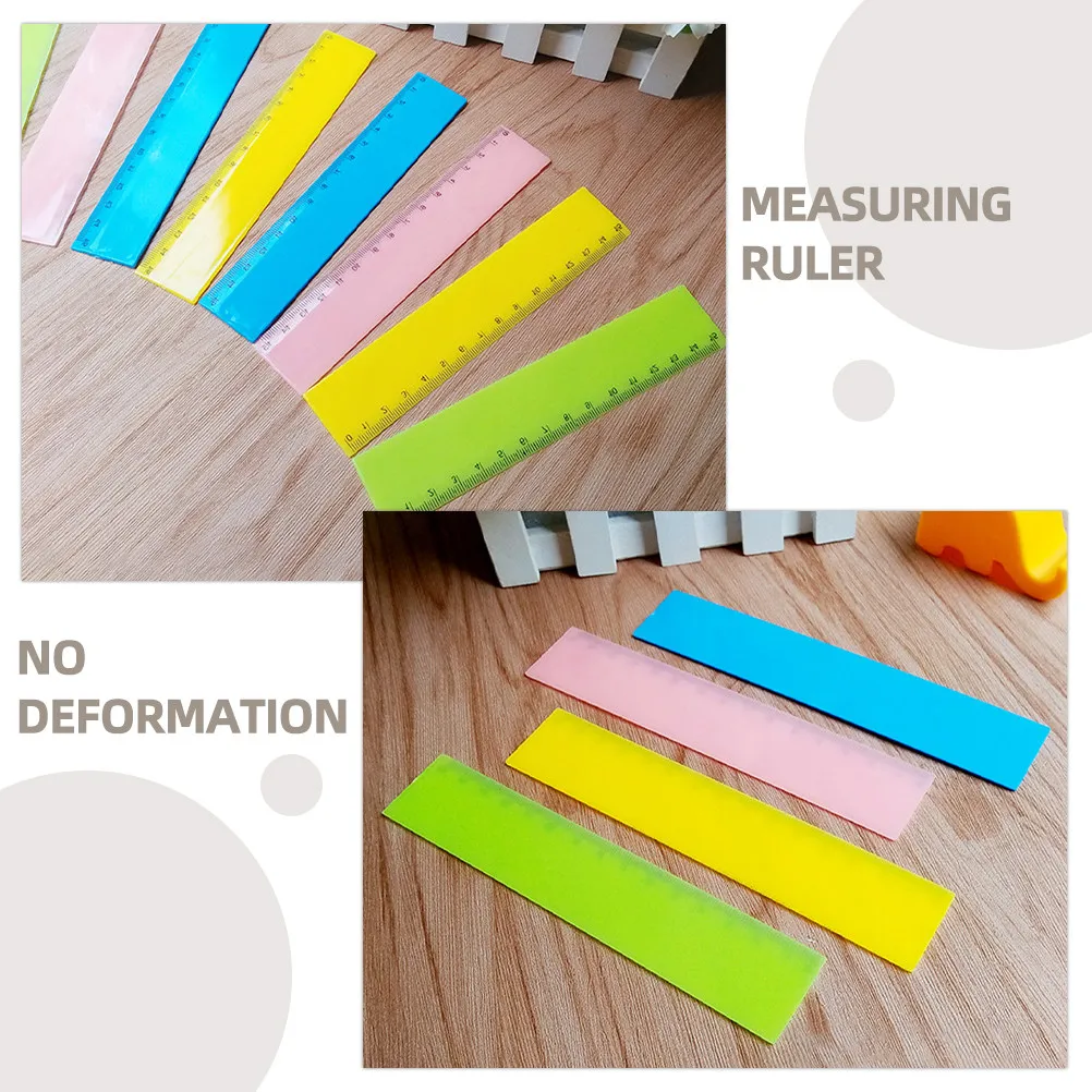 25Pcs Portable Colorful Plastic Rulers Straight Measuring Rulers for Students Drawing Bookmarking Reusable Lightweight Design