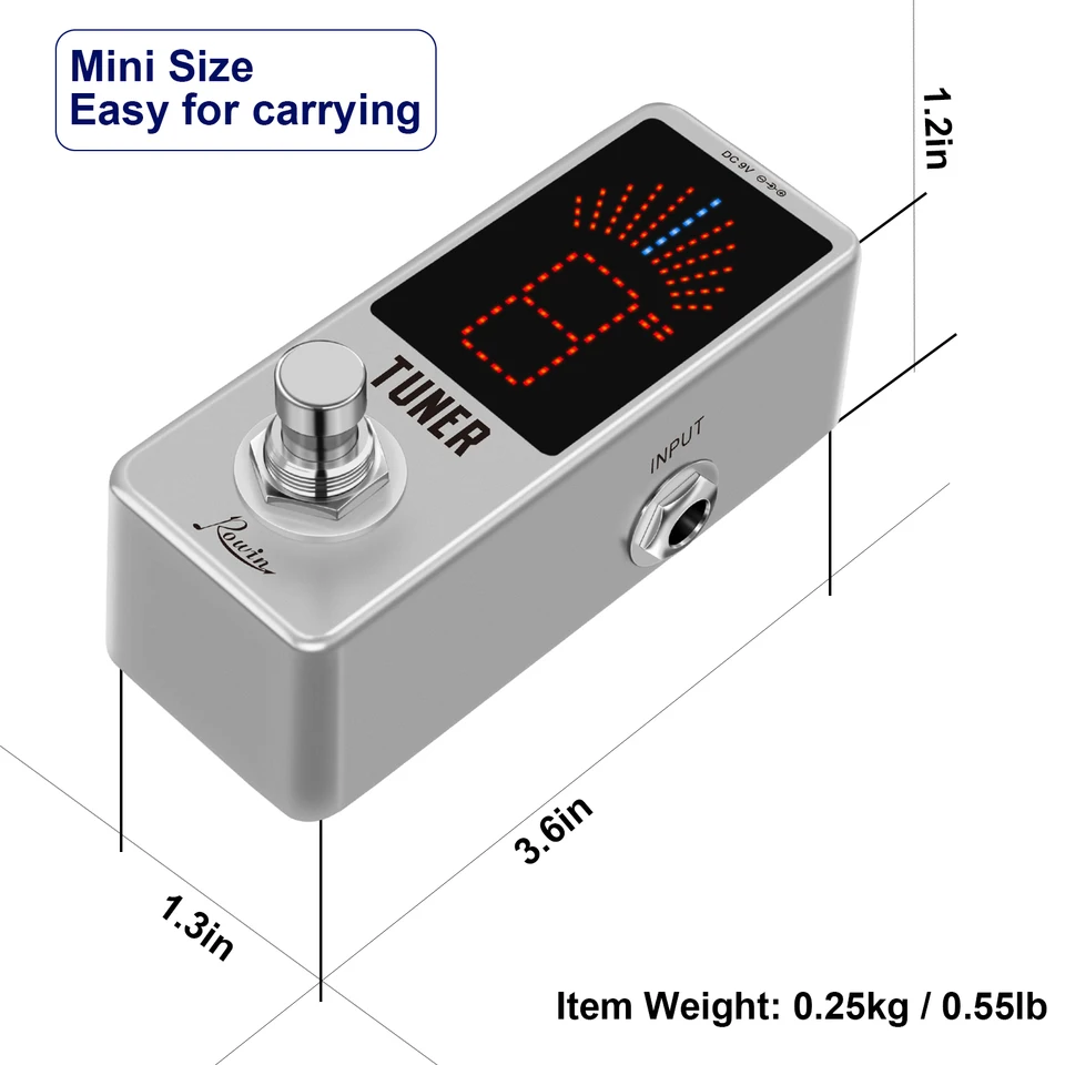 Rowin LT-910 Mini Chromatic Guitar Tuner Pedal