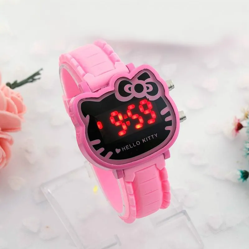 Cute Cartoon Pattern Children Watch Simple LED Digital Watch for Kids Silicone Watchband Casual Sports Boys Girls Student Clock