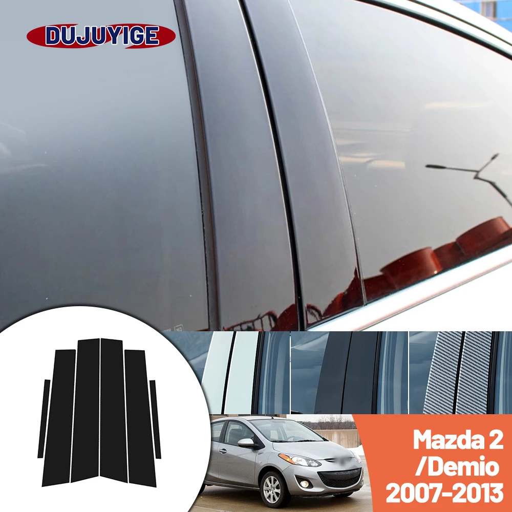 

Bright black carbon fiber door and window B C Pillar sticker suitable For Mazda 2 Demio DE DH 2007-2013 2008 2009 2010 2011 2012