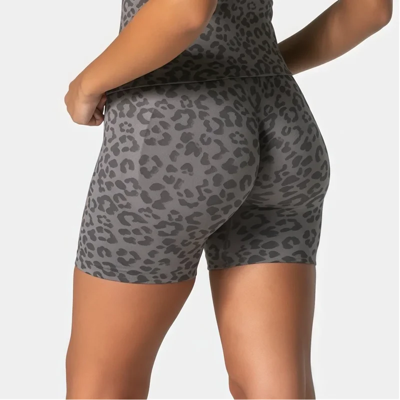 HISTELLO Workout Shorts Leopard Print Seamless Women High Waist Scrunch Butt Lifting Tummy Control Gym Running Sports Shorts