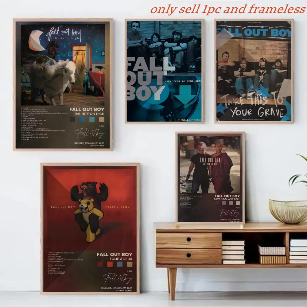 Rock Band F-Fall Out Boy Music Poster Canvas Mural For Interior Walls Crease-Free Beautiful For Living Room Bedroom