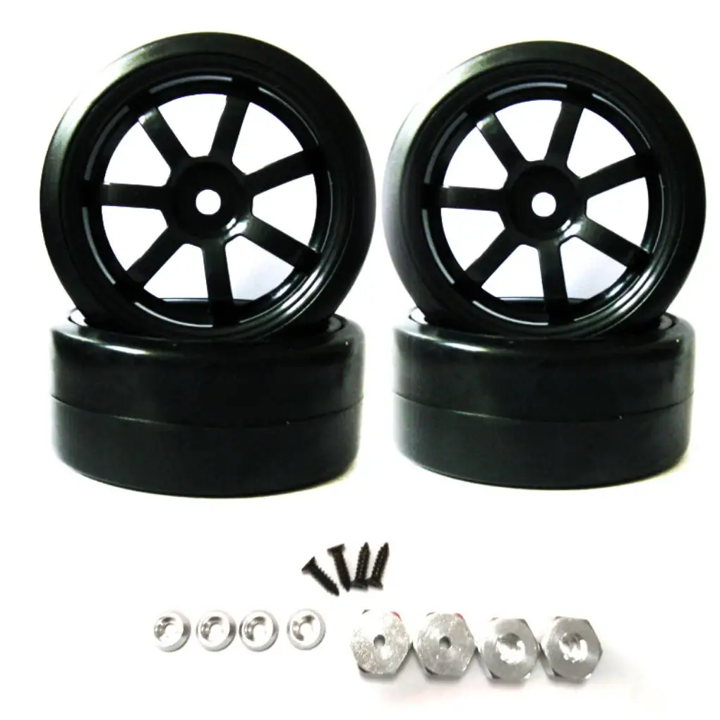 

Plastic 1/10 Wheel Rims Tyre RC Upgrade Part 4pieces Durable Rc Wheel Rims Tyre For WPL D12 RC Car Part RC Car Accessories Black