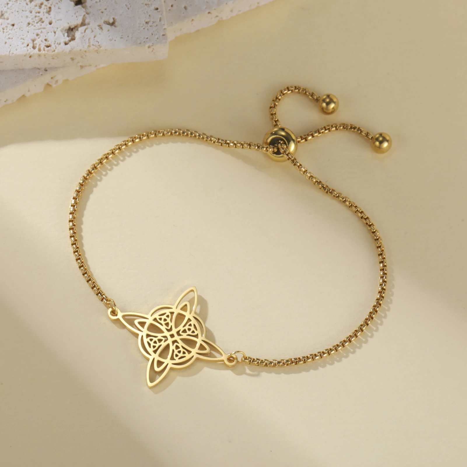 LIKGREAT Irish Celtics Knot Bracelet Stainless Steel Witch Knot Protection Amulet Jewelry Supernatural Lucky Gift for Women - view 5