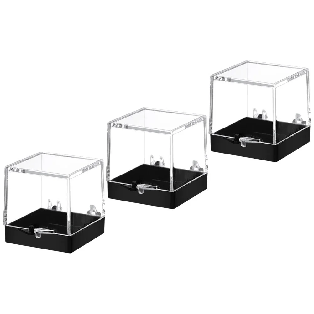 

3 Pcs Display Box Mineral Standard Cabinet Plastic Sample Case Specimen Containers